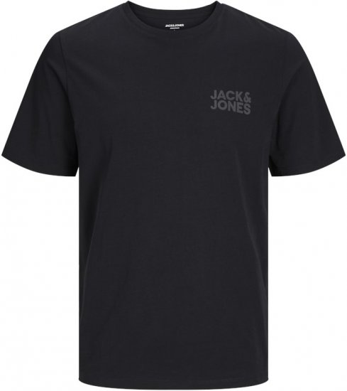 Jack & Jones CORP Logo T-Shirt Black w Small Black Print - Koszulki - T-shirty meskie Duże Rozmiary - 2XL-14XL
