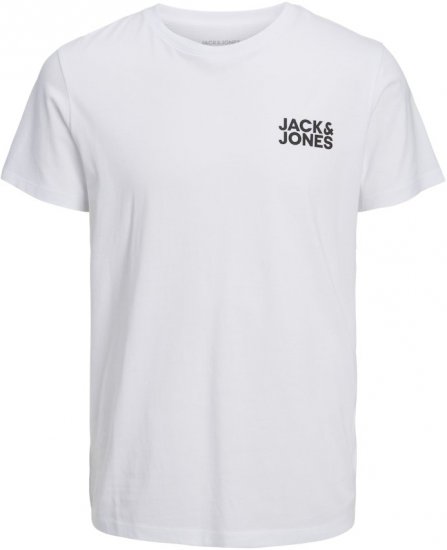 Jack & Jones CORP Logo T-Shirt White w Small Black Print - Koszulki - T-shirty meskie Duże Rozmiary - 2XL-14XL