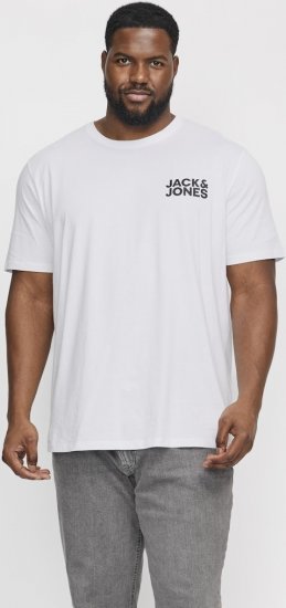 Jack & Jones CORP Logo T-Shirt White w Small Black Print - Koszulki - T-shirty meskie Duże Rozmiary - 2XL-14XL