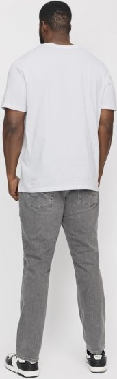 Jack & Jones CORP Logo T-Shirt White w Small Black Print - Koszulki - T-shirty meskie Duże Rozmiary - 2XL-14XL