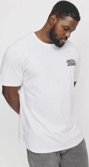 Jack & Jones CORP Logo T-Shirt White w Small Black Print - Koszulki - T-shirty meskie Duże Rozmiary - 2XL-14XL