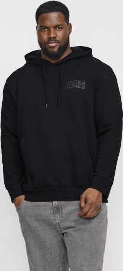 Jack & Jones CORP LOGO Small Print Hoodie Black - Bluzy & bluzy z kapturem - Bluzy & Bluzy z kapturem 2XL-12XL