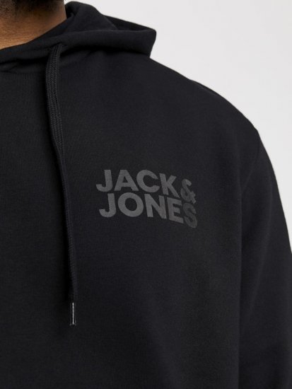 Jack & Jones CORP LOGO Small Print Hoodie Black - Bluzy & bluzy z kapturem - Bluzy & Bluzy z kapturem 2XL-12XL