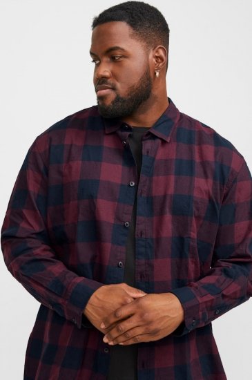 Jack & Jones Gingham L/S Shirt Dark Red - Koszule - Koszule 2XL-10XL