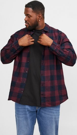 Jack & Jones Gingham L/S Shirt Dark Red - Koszule - Koszule 2XL-10XL