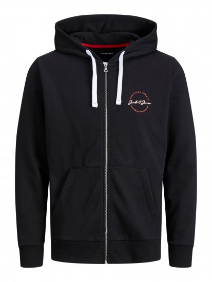Jack & Jones JJSTAMP ZIP Hoodie Black - Bluzy & bluzy z kapturem - Bluzy & Bluzy z kapturem 2XL-12XL