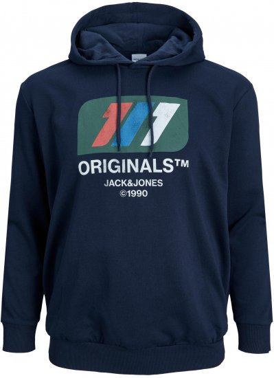 Jack & Jones JORNATE SWEAT Hoodie Navy - Bluzy & bluzy z kapturem - Bluzy & Bluzy z kapturem 2XL-12XL