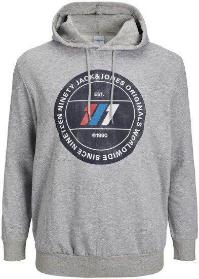 Jack & Jones JORNATE SWEAT Hoodie Grey - Bluzy & bluzy z kapturem - Bluzy & Bluzy z kapturem 2XL-12XL