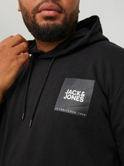 Jack & Jones JJLOCK SWEAT HOOD Black - Bluzy & bluzy z kapturem - Bluzy & Bluzy z kapturem 2XL-12XL