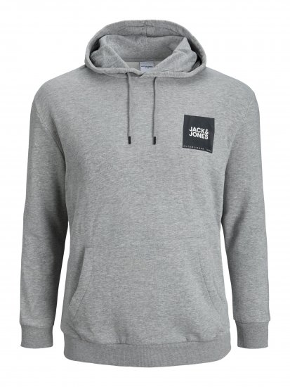 Jack & Jones JJLOCK SWEAT HOOD Grey - Bluzy & bluzy z kapturem - Bluzy & Bluzy z kapturem 2XL-12XL