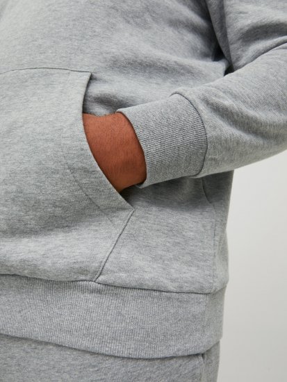 Jack & Jones JJLOCK SWEAT HOOD Grey - Bluzy & bluzy z kapturem - Bluzy & Bluzy z kapturem 2XL-12XL