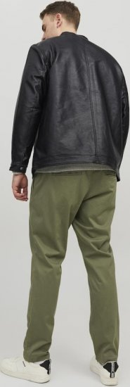 Jack & Jones Rocky Urban Rider Leather Jacket Black - Kurtki Męskie Duże Rozmiary - Kurtki Duże rozmiary 2XL-8XL