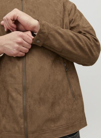 Jack & Jones Rocky Urban Rider Leather Jacket Brown - Kurtki Męskie Duże Rozmiary - Kurtki Duże rozmiary 2XL-8XL