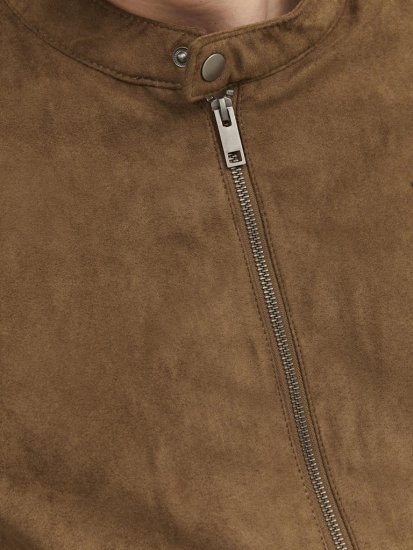 Jack & Jones Rocky Urban Rider Leather Jacket Brown - Kurtki Męskie Duże Rozmiary - Kurtki Duże rozmiary 2XL-8XL