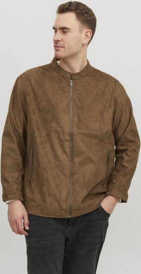 Jack & Jones Rocky Urban Rider Leather Jacket Brown - Kurtki Męskie Duże Rozmiary - Kurtki Duże rozmiary 2XL-8XL
