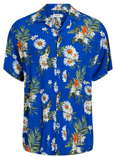 Jack & Jones JORLUKE FLORES Resort Shirt Nautical Blue - Koszule - Koszule 2XL-10XL
