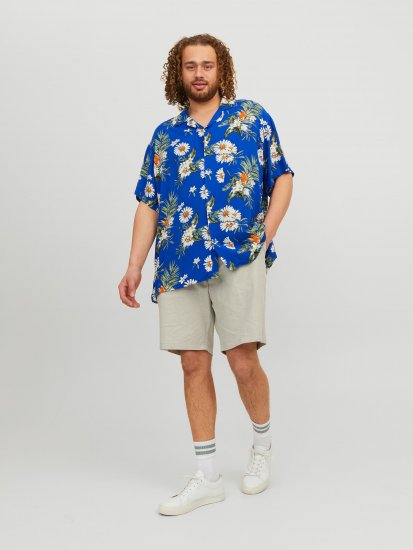 Jack & Jones JORLUKE FLORES Resort Shirt Nautical Blue - Koszule - Koszule 2XL-10XL