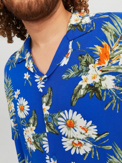 Jack & Jones JORLUKE FLORES Resort Shirt Nautical Blue - Koszule - Koszule 2XL-10XL