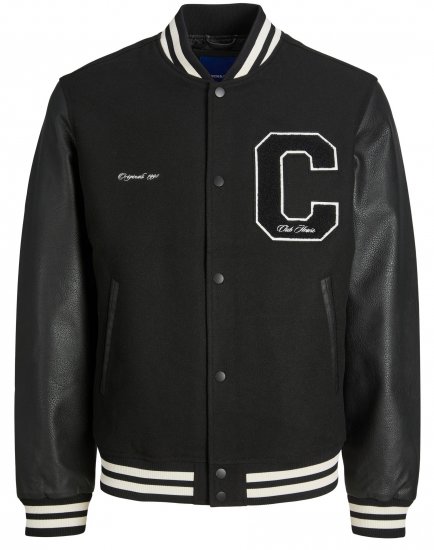 Jack & Jones JORCOLLEGE Bomber Jacket Black - Kurtki Męskie Duże Rozmiary - Kurtki Duże rozmiary 2XL-8XL