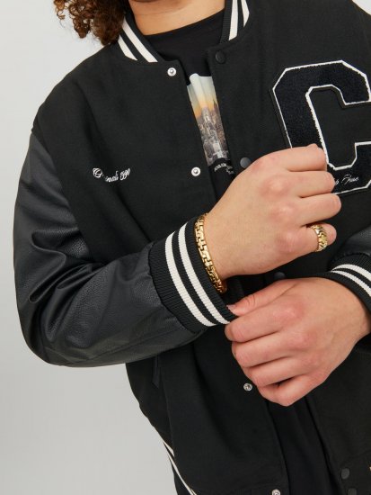 Jack & Jones JORCOLLEGE Bomber Jacket Black - Kurtki Męskie Duże Rozmiary - Kurtki Duże rozmiary 2XL-8XL