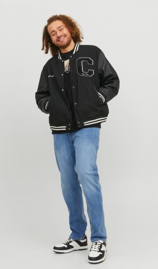 Jack & Jones JORCOLLEGE Bomber Jacket Black - Kurtki Męskie Duże Rozmiary - Kurtki Duże rozmiary 2XL-8XL