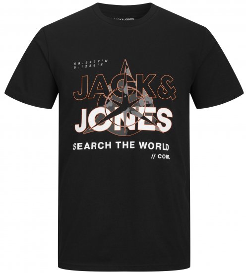 Jack & Jones JCOHUNT T-Shirt Black - Koszulki - T-shirty meskie Duże Rozmiary - 2XL-14XL