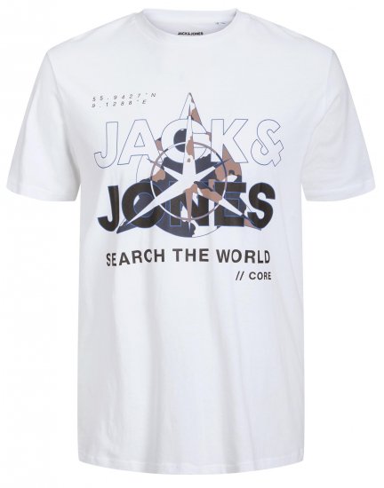 Jack & Jones JCOHUNT T-Shirt White - Koszulki - T-shirty meskie Duże Rozmiary - 2XL-14XL