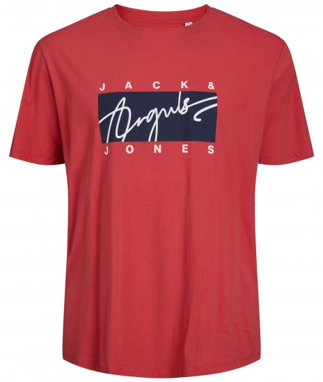 Jack & Jones JORJOSHUA T-shirt Red - Koszulki - T-shirty meskie Duże Rozmiary - 2XL-14XL