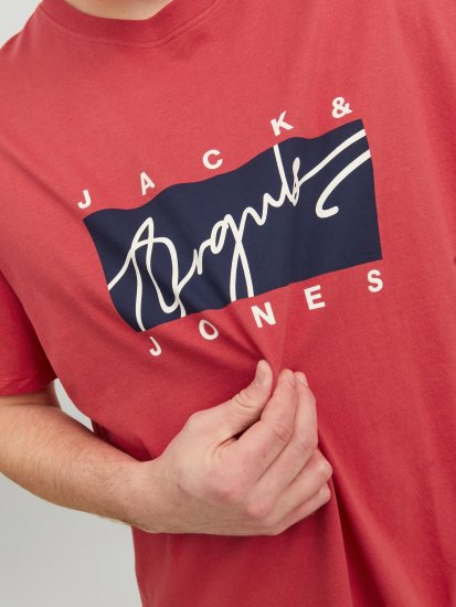 Jack & Jones JORJOSHUA T-shirt Red - Koszulki - T-shirty meskie Duże Rozmiary - 2XL-14XL