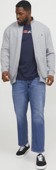 Jack & Jones PAULOS Turtleneck Zip Sweatshirt Light Grey Melange - Bluzy & bluzy z kapturem - Bluzy & Bluzy z kapturem 2XL-12XL