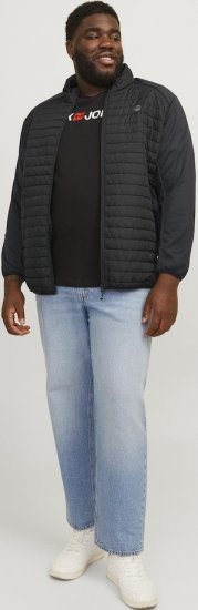 Jack & Jones MULTI SET-IN Sleeves Quilted Jacket With Collar Black - Kurtki Męskie Duże Rozmiary - Kurtki Duże rozmiary 2XL-8XL