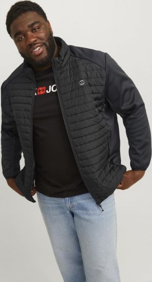 Jack & Jones MULTI SET-IN Sleeves Quilted Jacket With Collar Black - Kurtki Męskie Duże Rozmiary - Kurtki Duże rozmiary 2XL-8XL