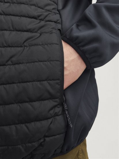 Jack & Jones MULTI SET-IN Sleeves Quilted Jacket With Collar Black - Kurtki Męskie Duże Rozmiary - Kurtki Duże rozmiary 2XL-8XL