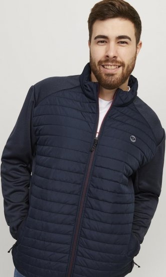 Jack & Jones MULTI SET-IN Sleeves Quilted Jacket With Collar Navy Blazer - Kurtki Męskie Duże Rozmiary - Kurtki Duże rozmiary 2XL-8XL