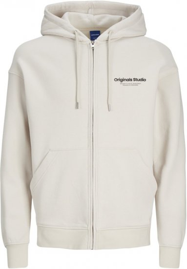 Jack & Jones ESTERBRO Zip Hoodie Light Grey - Bluzy & bluzy z kapturem - Bluzy & Bluzy z kapturem 2XL-12XL