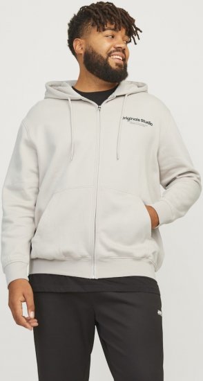 Jack & Jones ESTERBRO Zip Hoodie Light Grey - Bluzy & bluzy z kapturem - Bluzy & Bluzy z kapturem 2XL-12XL