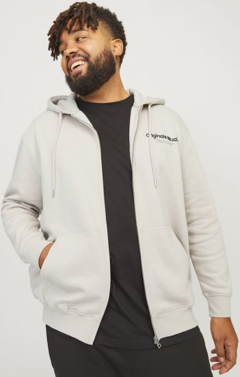 Jack & Jones ESTERBRO Zip Hoodie Light Grey - Bluzy & bluzy z kapturem - Bluzy & Bluzy z kapturem 2XL-12XL