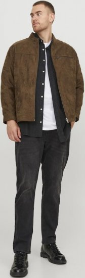 Jack & Jones ROCKY Jacket Brown - Kurtki Męskie Duże Rozmiary - Kurtki Duże rozmiary 2XL-8XL