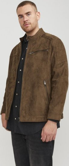 Jack & Jones ROCKY Jacket Brown - Kurtki Męskie Duże Rozmiary - Kurtki Duże rozmiary 2XL-8XL