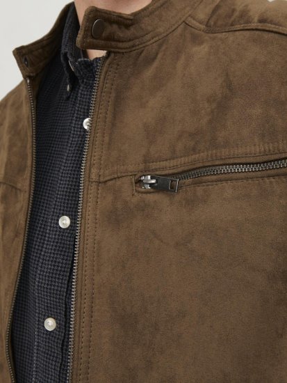Jack & Jones ROCKY Jacket Brown - Kurtki Męskie Duże Rozmiary - Kurtki Duże rozmiary 2XL-8XL