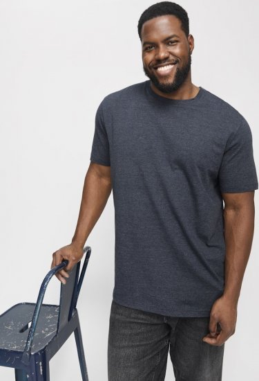 Jack & Jones ORGANIC T-Shirt Navy Blazer/Melange - Koszulki - T-shirty meskie Duże Rozmiary - 2XL-14XL