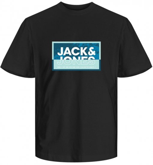 Jack & Jones JCOLOGAN SUMMER PRINT T-Shirt Black - Koszulki - T-shirty meskie Duże Rozmiary - 2XL-14XL