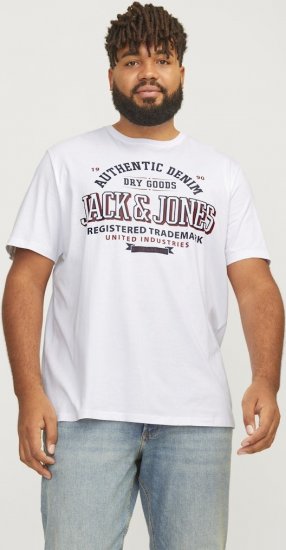 Jack & Jones JJELOGO O-Neck T-Shirt White - Koszulki - T-shirty meskie Duże Rozmiary - 2XL-14XL