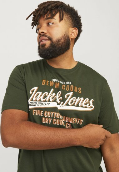 Jack & Jones JJELOGO O-Neck T-Shirt Kombu Green - Koszulki - T-shirty meskie Duże Rozmiary - 2XL-14XL