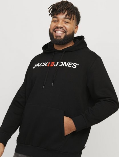 Jack & Jones CORP OLD LOGO REG FIT Hoodie Black - Bluzy & bluzy z kapturem - Bluzy & Bluzy z kapturem 2XL-12XL
