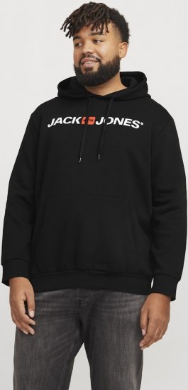 Jack & Jones CORP OLD LOGO REG FIT Hoodie Black - Bluzy & bluzy z kapturem - Bluzy & Bluzy z kapturem 2XL-12XL