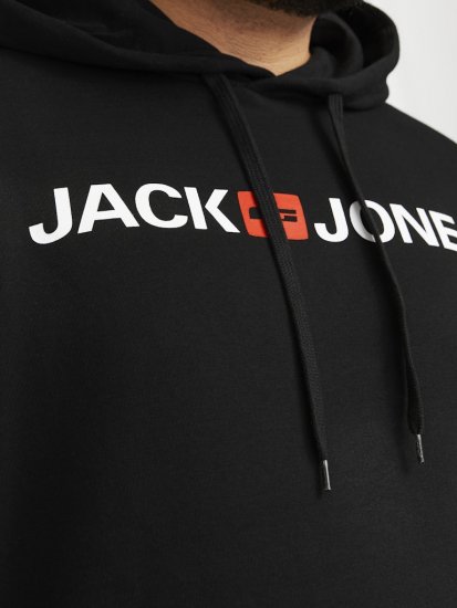 Jack & Jones CORP OLD LOGO REG FIT Hoodie Black - Bluzy & bluzy z kapturem - Bluzy & Bluzy z kapturem 2XL-12XL