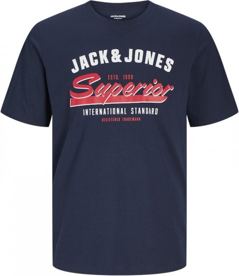 Jack & Jones LOGO O-Neck T-Shirt Dark Blue - Koszulki - T-shirty meskie Duże Rozmiary - 2XL-14XL