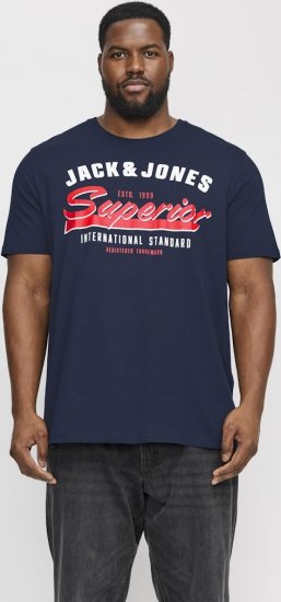 Jack & Jones LOGO O-Neck T-Shirt Dark Blue - Koszulki - T-shirty meskie Duże Rozmiary - 2XL-14XL