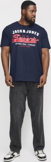 Jack & Jones LOGO O-Neck T-Shirt Dark Blue - Koszulki - T-shirty meskie Duże Rozmiary - 2XL-14XL